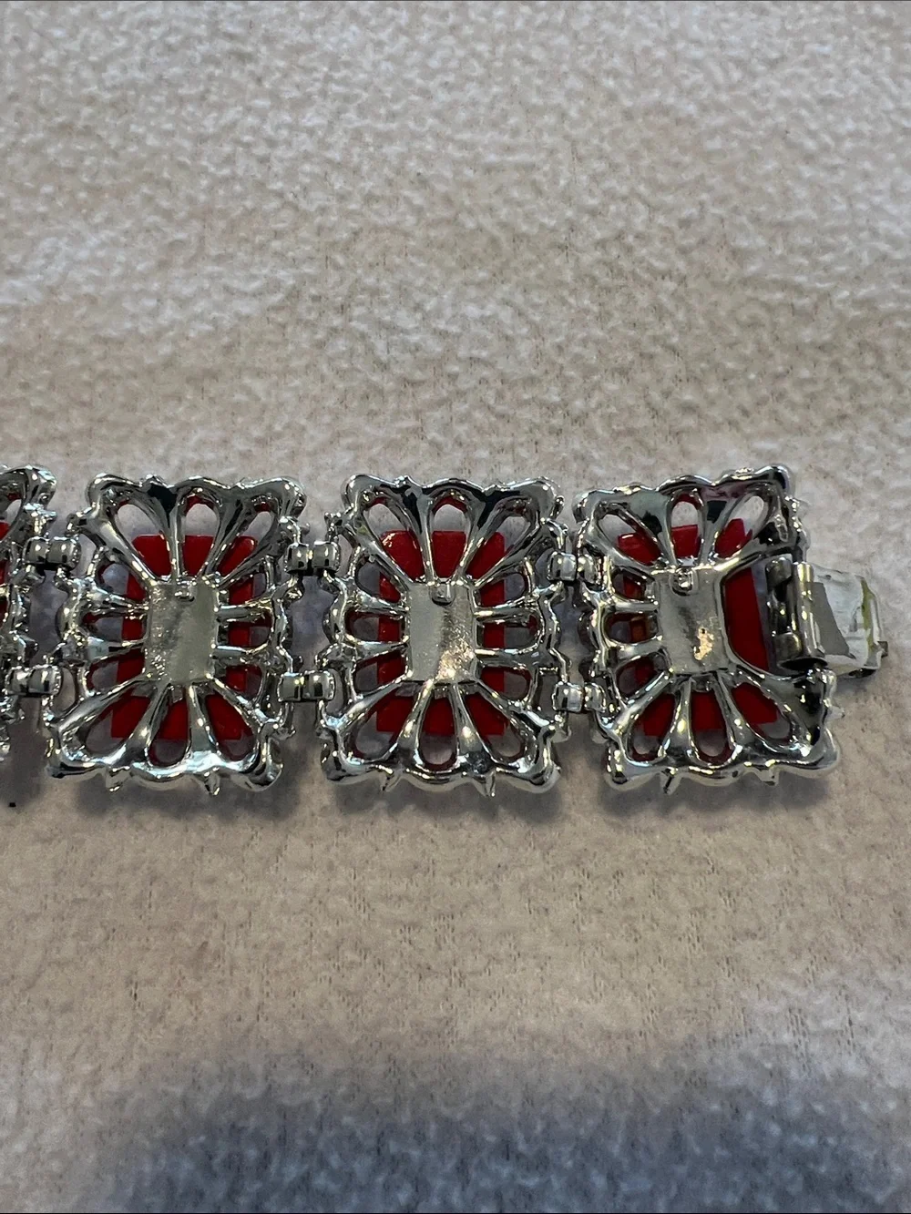 Gorgeous Red and Silver Statement Bracelet - Picture 9 of 13